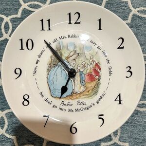 Beatrix Potter Wedgwood Peter Rabbit Nursery Wall Clock Plate 8” Made In England